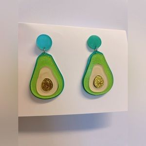 AVOCADO Green Glitter Acrylic Drop Earrings